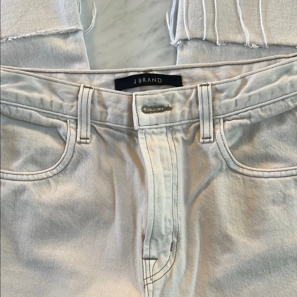 J Brand JOAN Cuffed Cream Ankle Cropped Jeans - Picture 6 of 10